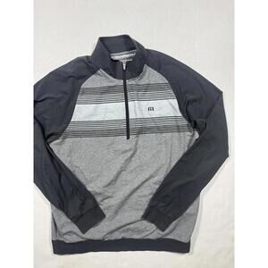 TravisMathew Men’s Quarter Zip Pullover Gray Black XL Golf Casual